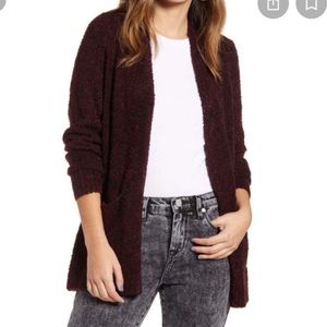 BP Boucle Cardigan Burgundy Stem Black Marl